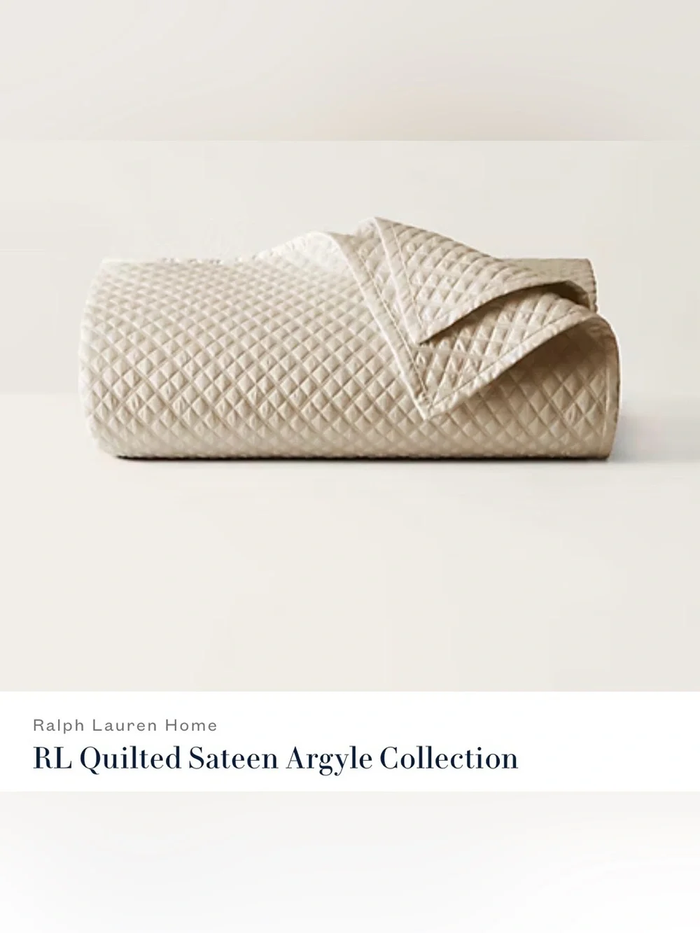 🌺Ralph Lauren King QUILT 100% Cotton Sateen Argyle throw blanket Retail $470 NWT